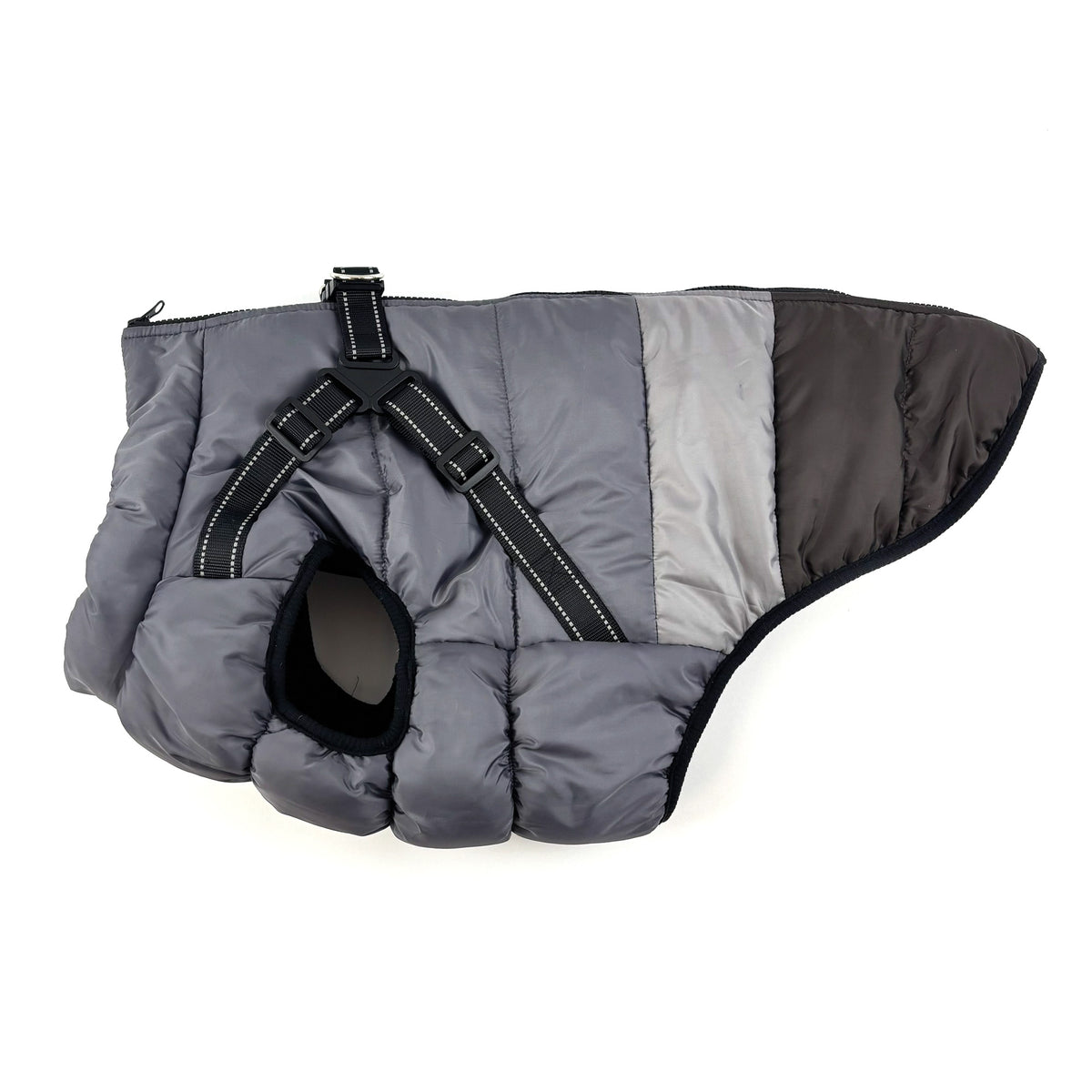 Slate Grey Trio Harness Dog Coat