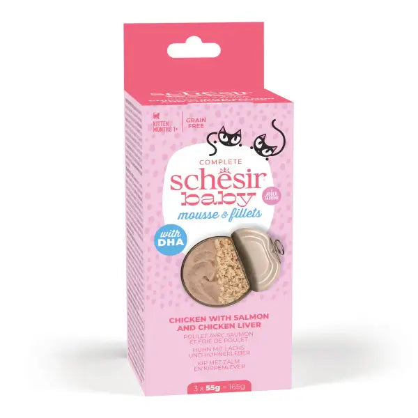 Schesir - Baby Mousse & Fillets - Kitten Chicken & Salmon (3x55g)