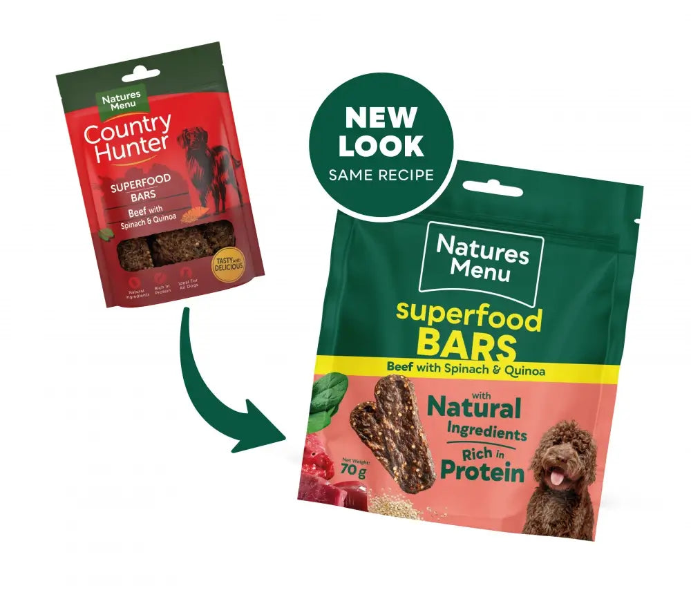 Natures Menu Country Hunter Superfood Bars – Beef with Spinach & Quinoa 70g