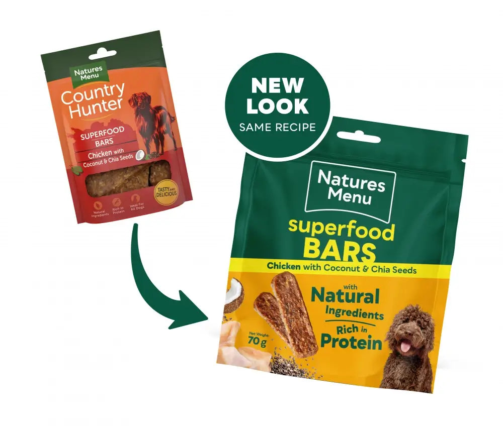 Natures Menu Country Hunter Superfood Bars – Chicken with Coconut & Chia Seeds 70g
