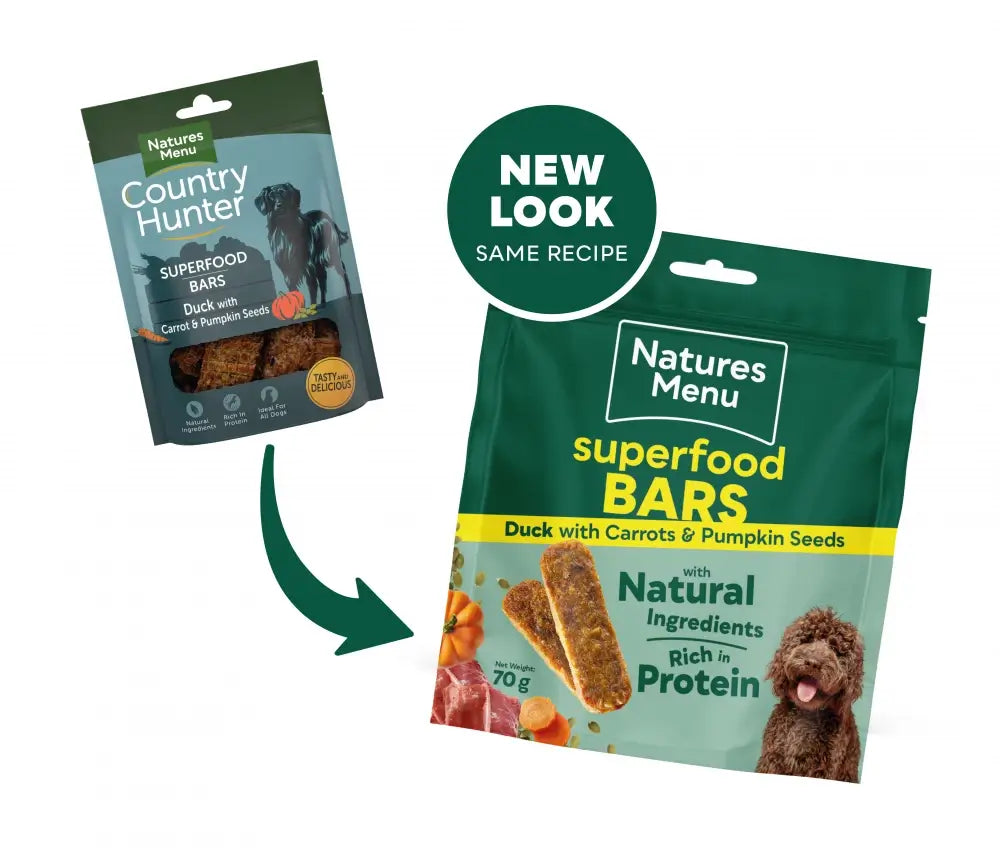 Natures Menu Country Hunter Superfood Bars – Duck with Carrot & Pumpkin Seeds 70g