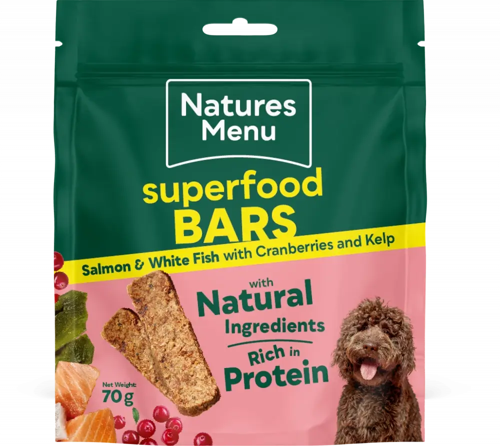 Natures Menu Country Hunter Superfood Bars – Salmon & White Fish with Cranberries & Kelp 70g