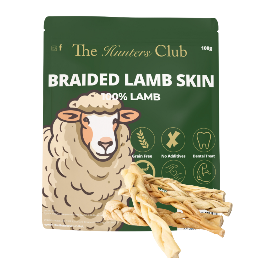 The Hunters Club Braided Lamb Skin Dog Chew