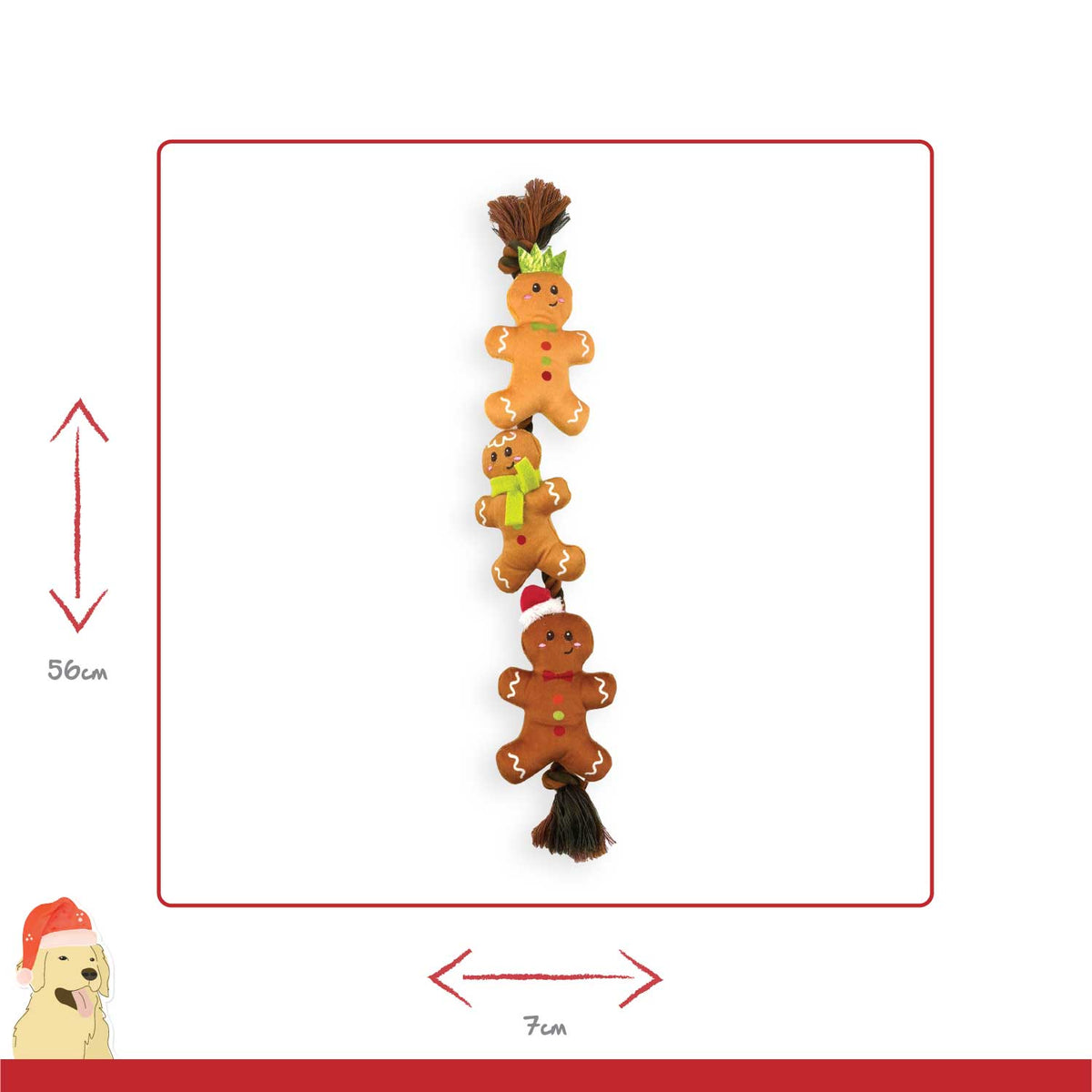 Happy Pet String of Gingerbread Rope Dog Toy