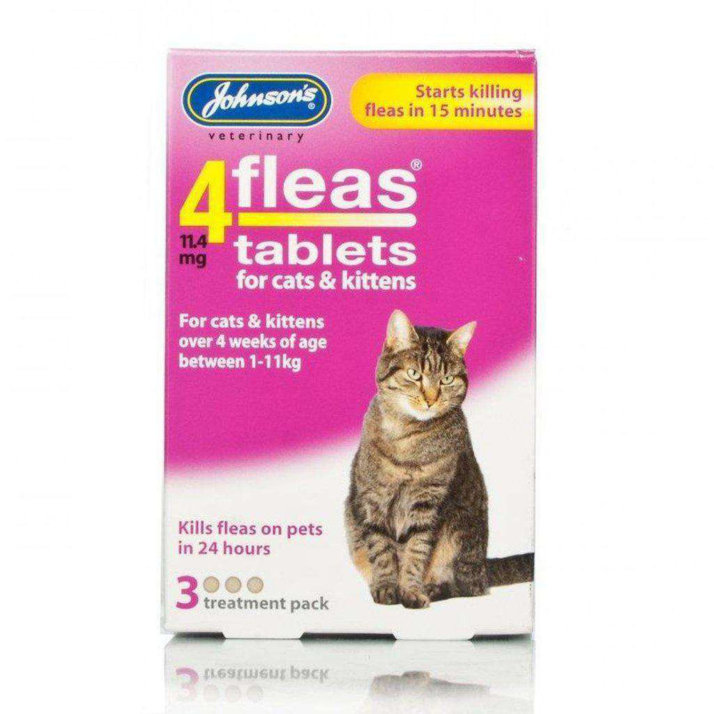 Johnson's 4Fleas Tablets For Cats-Health & Treatments-Johnson's-Cat 1-11kg (3 Tablets)-Dofos Pet Centre