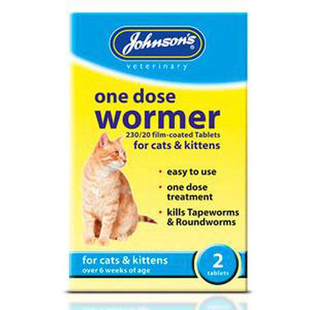 Johnson's One Dose Wormer for Cats and Kittens 2 Tablets-Health & Treatments-Johnson's-Dofos Pet Centre