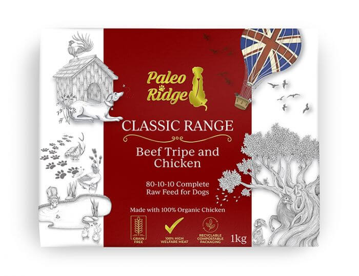 Paleo Ridge Classic Beef Tripe And Chicken Complete Raw Dog Food 1kg