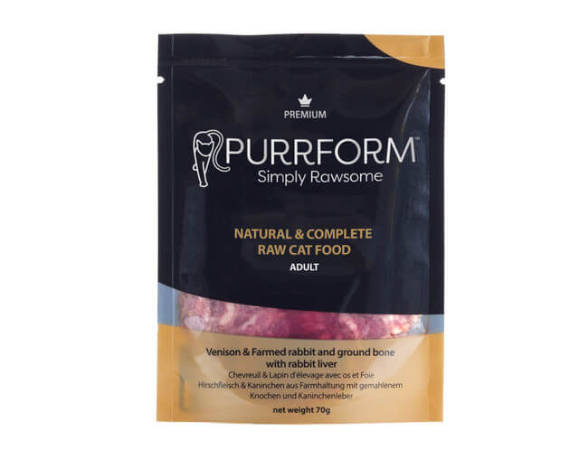 Purrform Venison and Rabbit with Ground Bone - POUCH (6x70g)