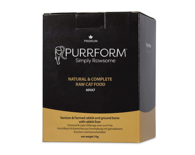 Purrform Venison and Rabbit with Ground Bone - POUCH (6x70g)