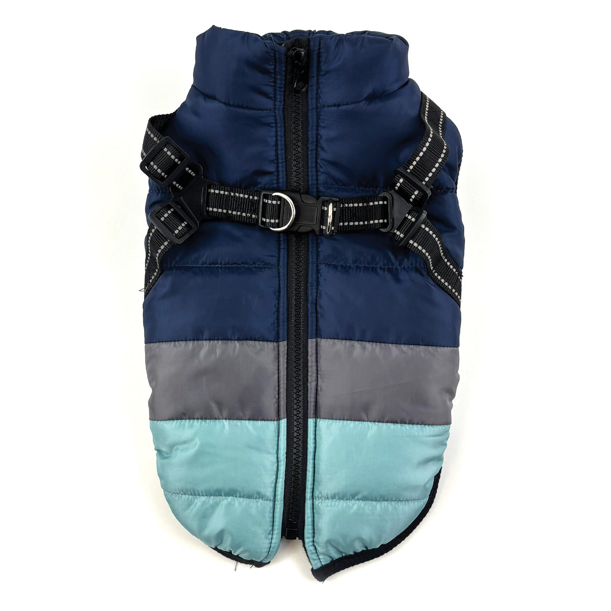 Dark Blue Trio Harness Dog Coat