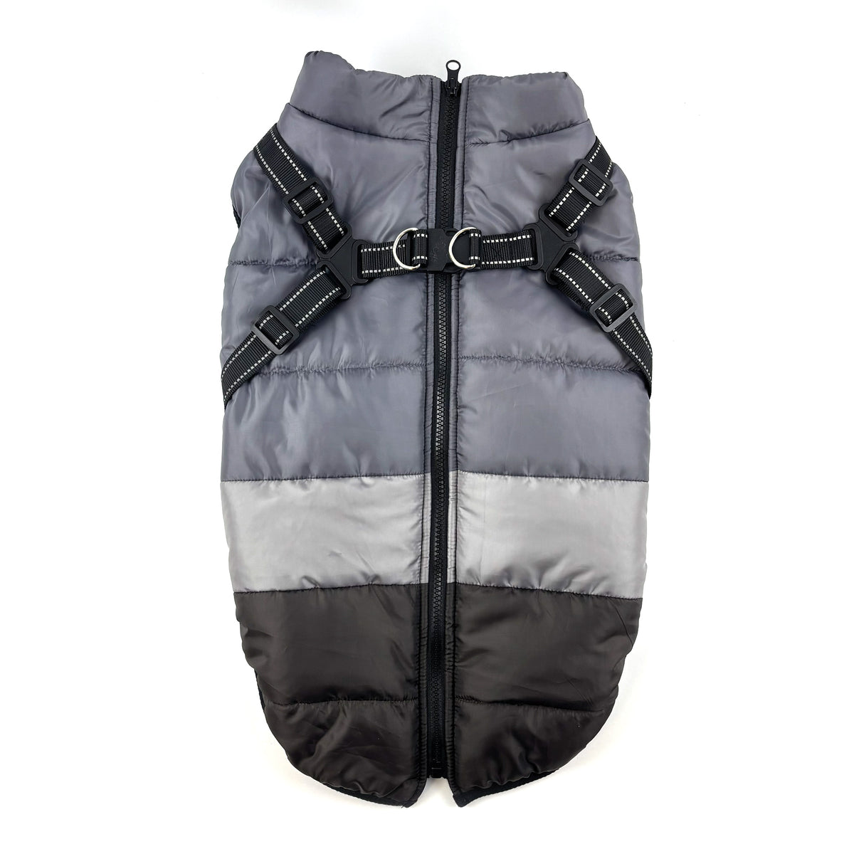 Slate Grey Trio Harness Dog Coat