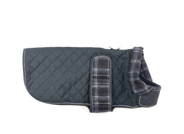 Grey Quilted Classic Patterned Dog Coat