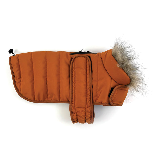 Rust Orange Puffer Dog Coat