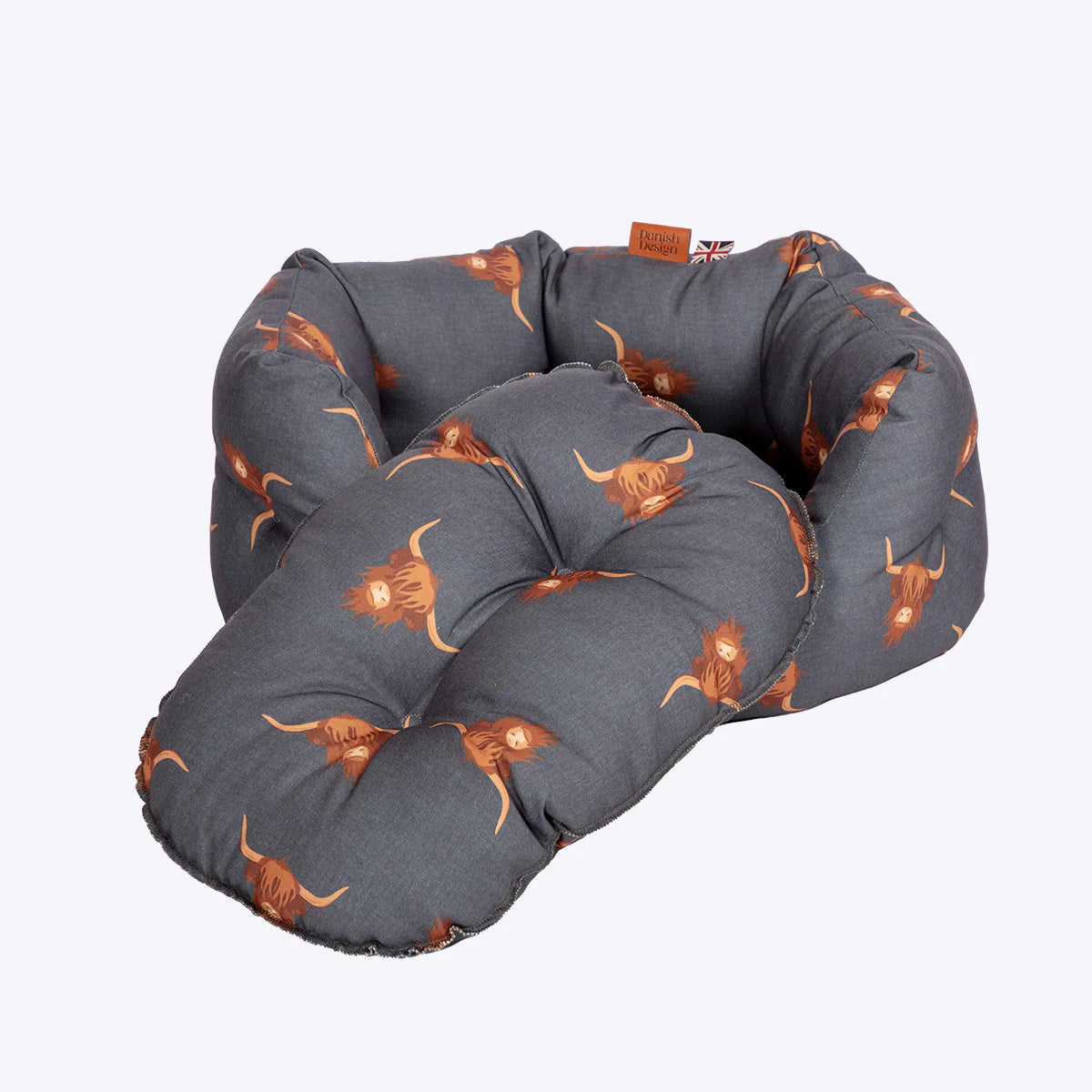 Danish Designs Bramblehorn Highland Cow Luxury Dog Bed
