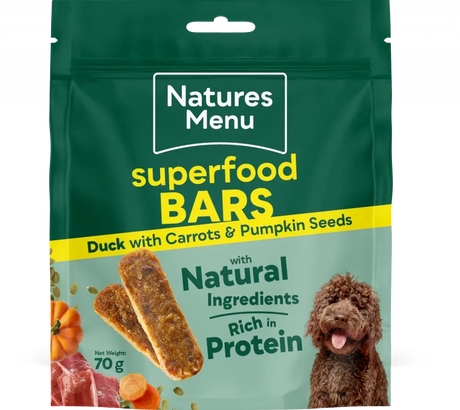 Natures Menu Country Hunter Superfood Bars – Duck with Carrot & Pumpkin Seeds 70g