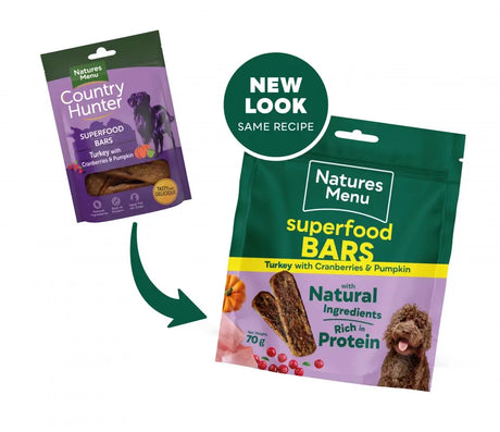 Natures Menu Country Hunter Superfood Bars – Turkey with Cranberries & Pumpkin 70g
