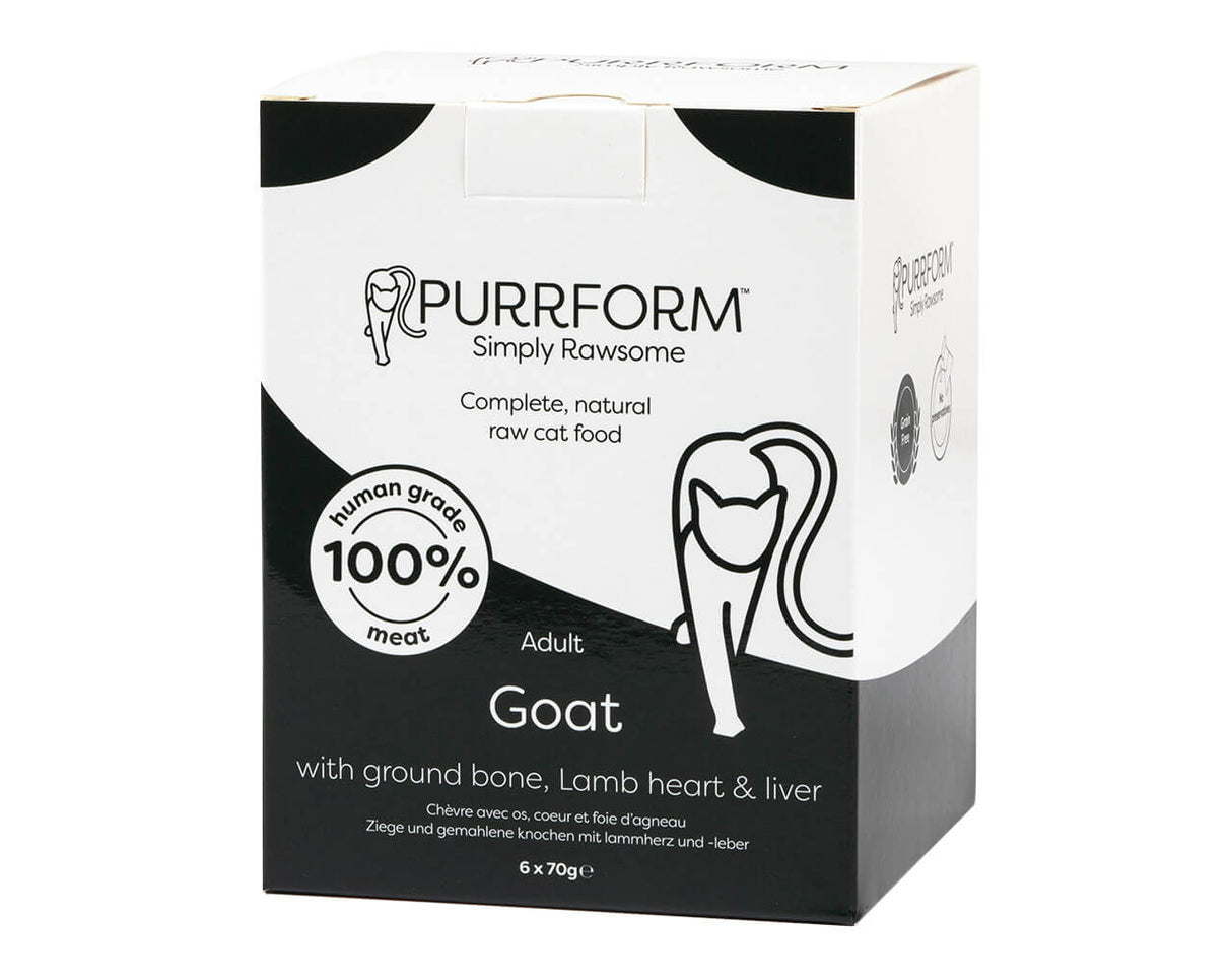 Purrform Goat with Ground Bone and Lamb Heart - POUCH (6x70g)