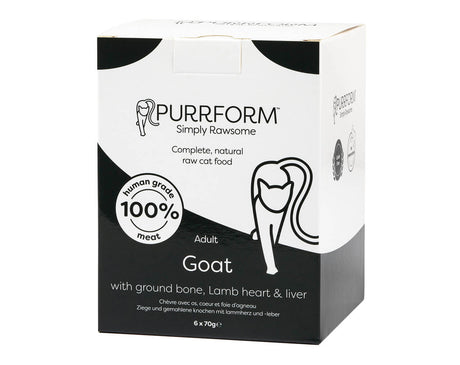 Purrform Goat with Ground Bone and Lamb Heart - POUCH (6x70g)
