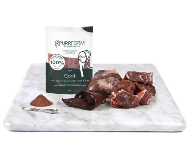 Purrform Goat with Ground Bone and Lamb Heart - POUCH (6x70g)