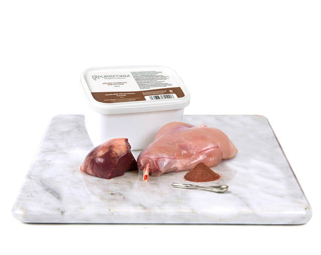Purrform Rabbit with ground bone & ox heart - SENIOR 450g