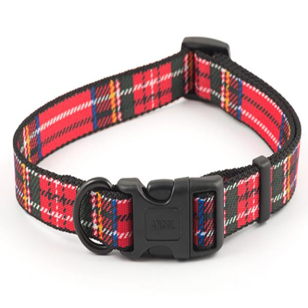 Ancol Nylon Tartan Adjust Collar Red
