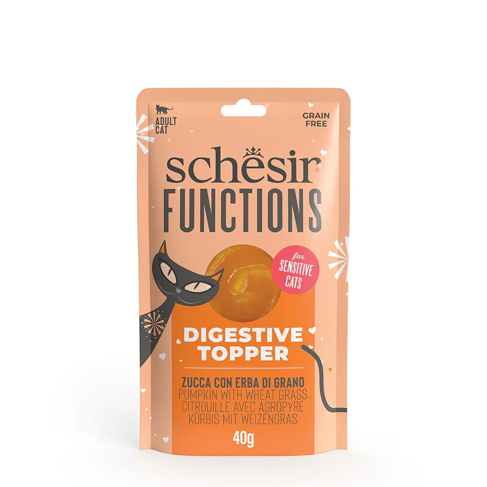 Schesir Functions Digestive Topper for Cat Pumpkin & Wheatgrass