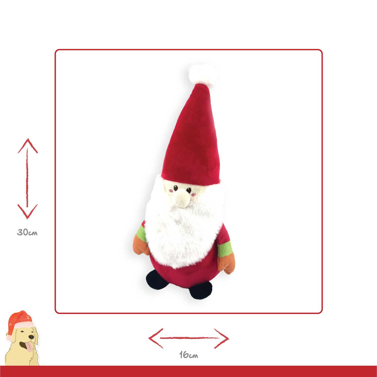 Happy Pet Santa Paws Squeaker Body Dog Toy