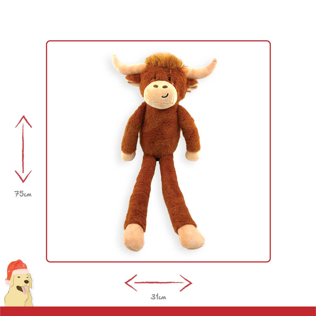 Happy Pet Herby Highland Cow Plush Dog Toy - Jumbo