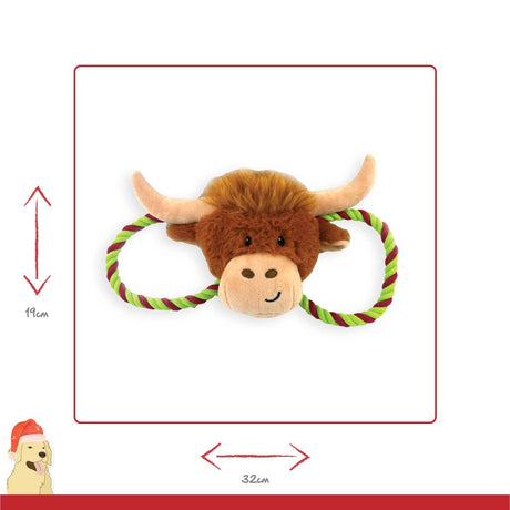 Happy Pet Herby Highland Cow Tug of War Dog Toy