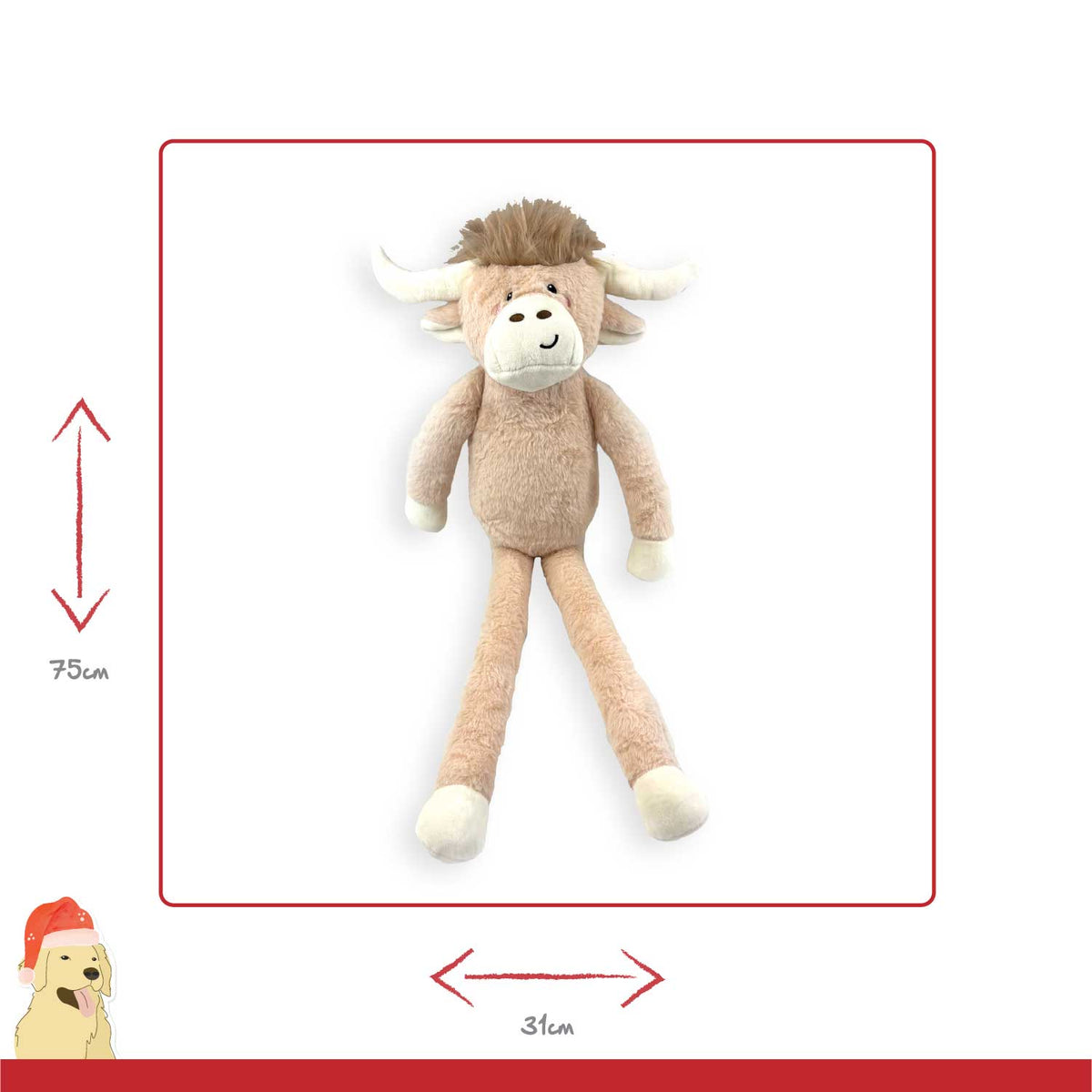 Happy Pet Jumbo Hettie Highland Cow Plush Dog Toy
