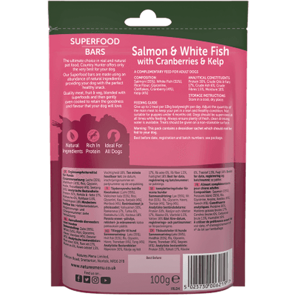 Natures Menu Superfood Bars Salmon & White Fish with Cranberries & Kelp-Dog Treat-Natures Menu-Dofos Pet Centre