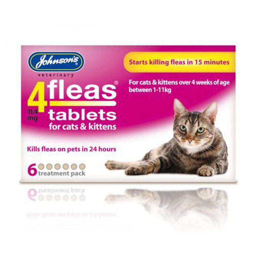 Johnson's 4Fleas Tablets For Cats-Health & Treatments-Johnson's-Cat 1-11kg (6 Tablets)-Dofos Pet Centre