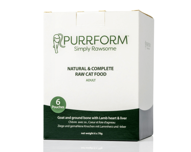 Purrform Goat with Ground Bone and Lamb Heart - POUCH (6x70g)